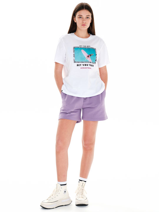 Γυναικείο Αθλητικό Oversized T-shirt Floral Λευκό
