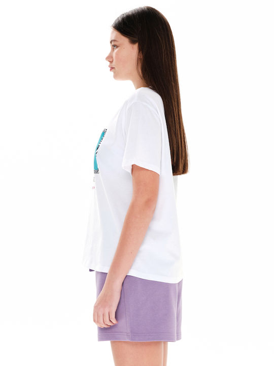 Γυναικείο Αθλητικό Oversized T-shirt Floral Λευκό