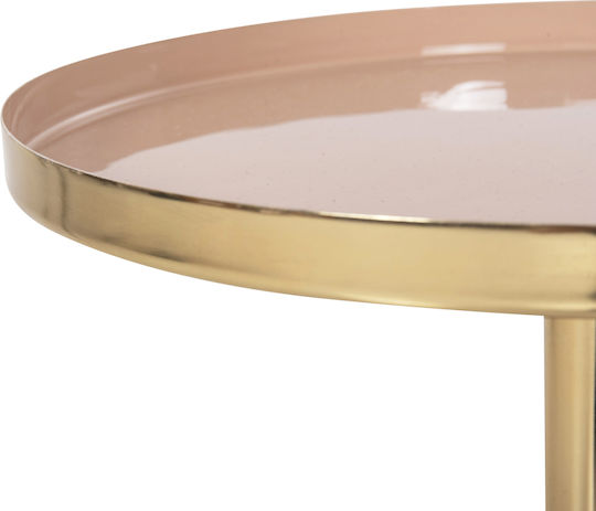 Round Side Coffee Table Utri Metal Salmon-Beige W35.5xL35.5xH44.5cm