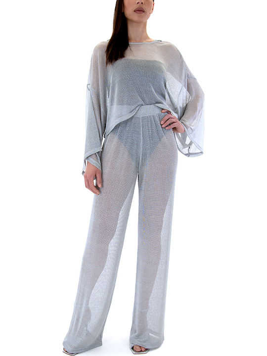 Zoya Chained High Waist Wide Leg Pants Damen Zoya Silber (145-867-012-silver)