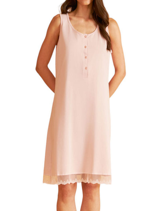 Harmony Summer Cotton Women's Nightdress Pink