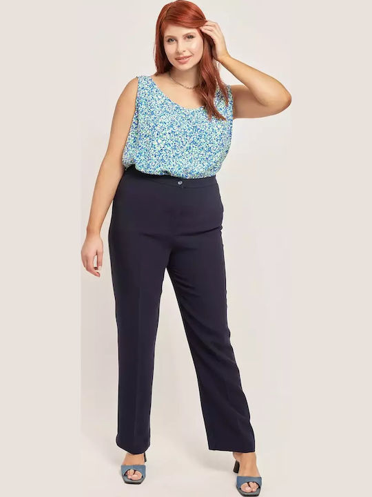Crepe Trousers with Jacket - Blue
