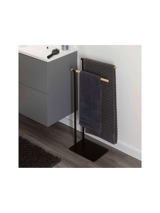 Sealskin Brix Double Floor Standing Bathroom Freestanding Towel Rack ​43x80cm Black