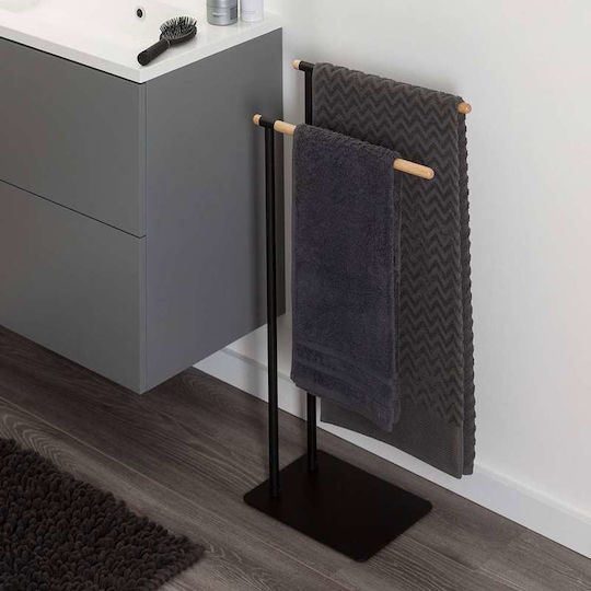 Sealskin Brix Double Floor Standing Bathroom Freestanding Towel Rack ​43x80cm Black