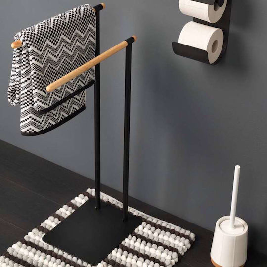 Sealskin Brix Double Floor Standing Bathroom Freestanding Towel Rack ​43x80cm Black