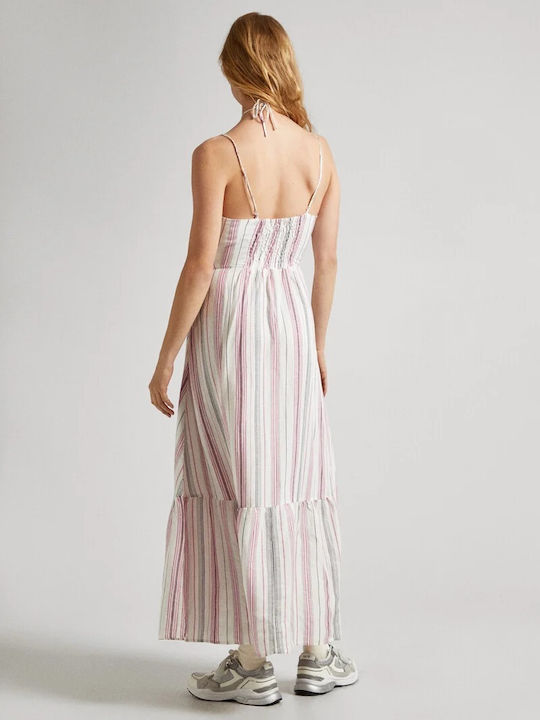 Diana Sommer Maxi Damenkleid mit Rüschen Weiß