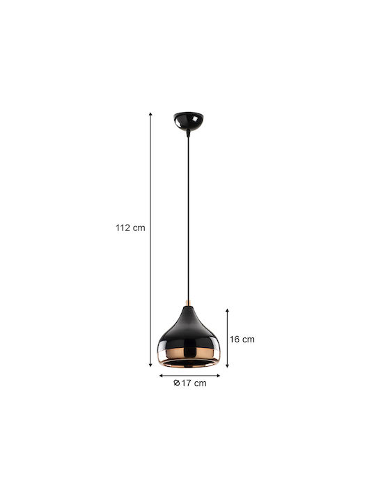 Megapap Yildo Pendant Light Black with Socket E27 17x112cm