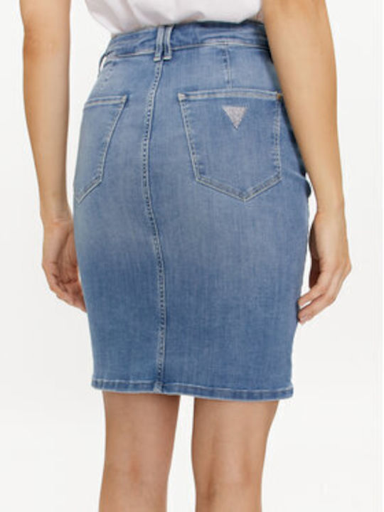 Fustă din denim Guess Iolonda W4gd39 D5b42 Albastră Slim Fit Denim Skirt Guess