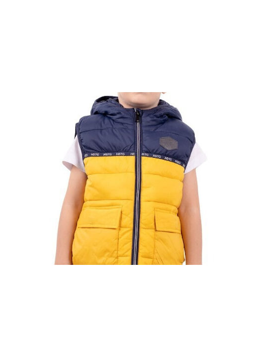 Hashtag Kids Casual Jacket Sleeveless with Hood Yellow-Blue