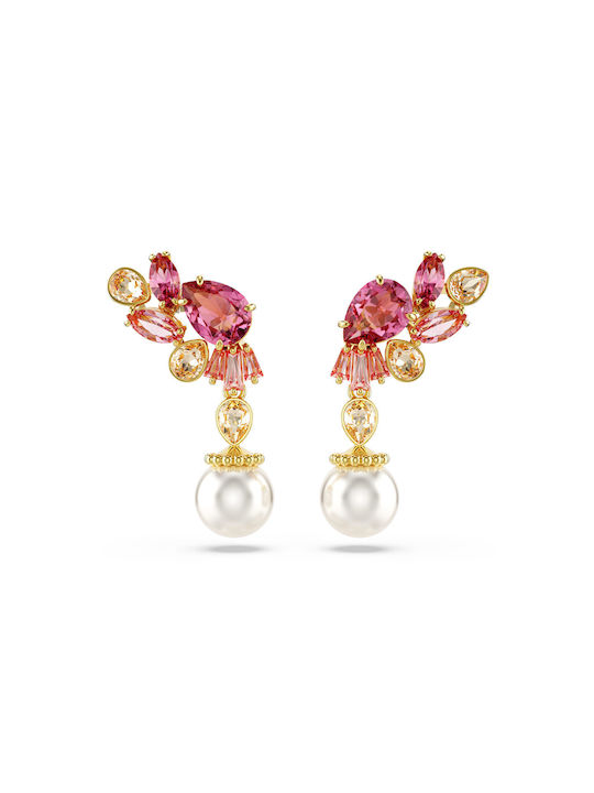 Swarovski Gema Earrings Gold Plated with Stones & Pearls