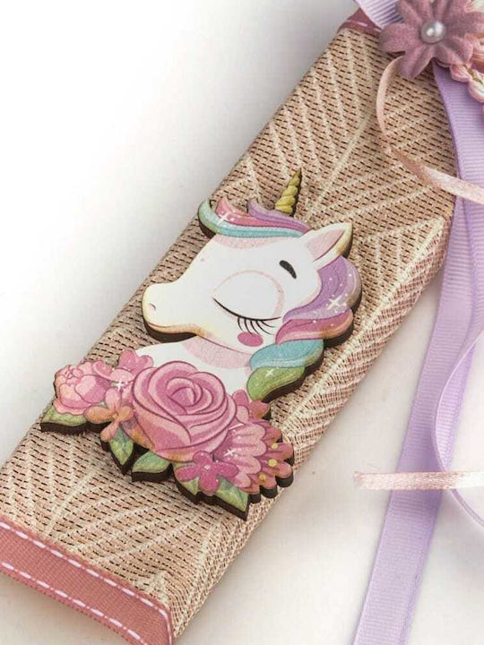Feeling Wood Lt2023036 Πασχαλινη Λαμπαδα Unicorn Φεγγαρι 25εκ