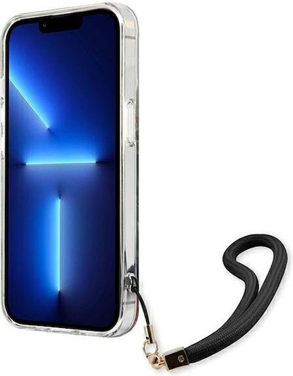 Guess Flower Strap Back Cover Plastic / Silicon cu Curea Albastru deschis (iPhone 13 Pro)