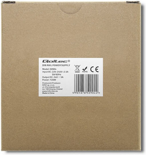 Qoltec Τροφοδοτικό Ράγας με Έξοδο 24V και Ισχύ 120W 5A