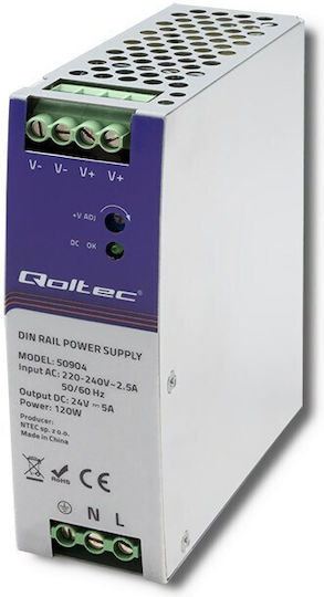 Qoltec Τροφοδοτικό Ράγας με Έξοδο 24V και Ισχύ 120W 5A