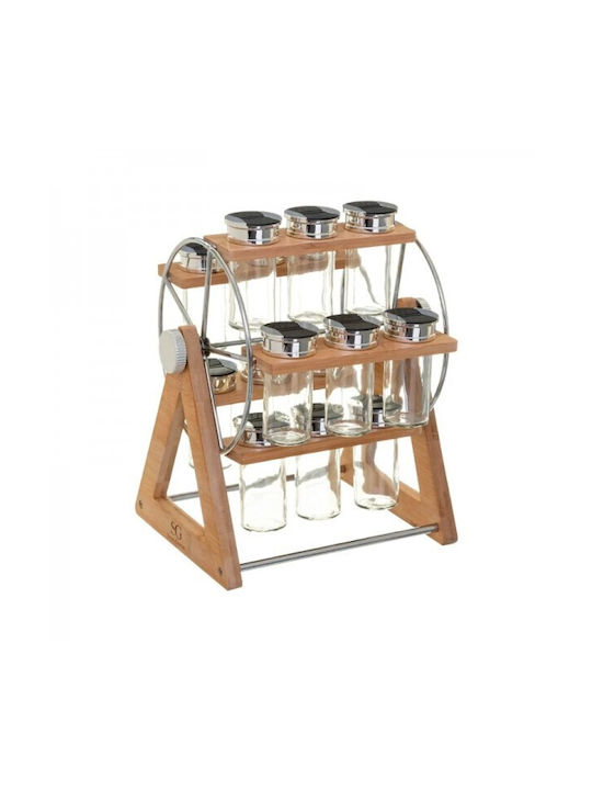 5Five Bamboo Tabletop Rotating Spice Rack Transparent 15pcs 146665