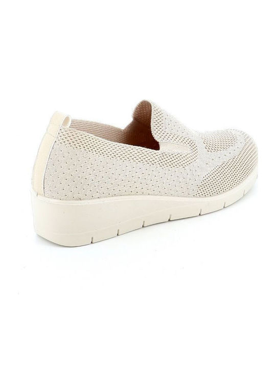Γυναικεία Slip-On Δερμάτινα Μπεζ