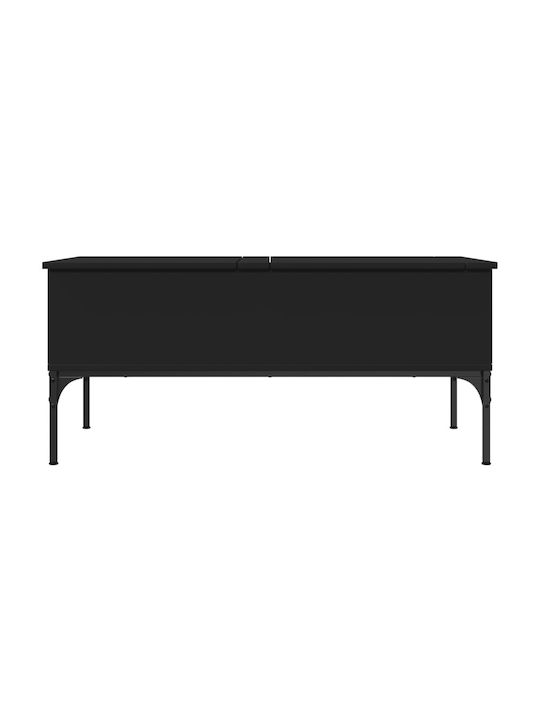 Central Rectangular Wooden Coffee Table with Lifting Mechanism Black M100xW50xH45cm