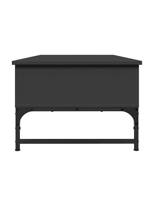 Rectangular Central Coffee Table Wooden with Lifting Mechanism Black M100xW50xH35cm