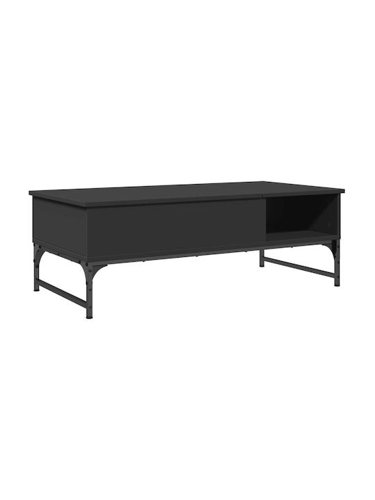 Rectangular Central Coffee Table Wooden with Lifting Mechanism Black M100xW50xH35cm