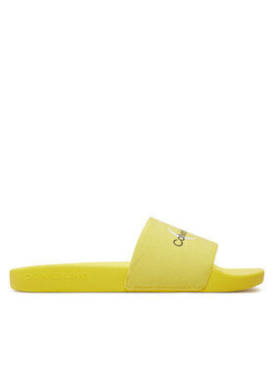 Calvin Klein Monogram Slides în Galben Culore