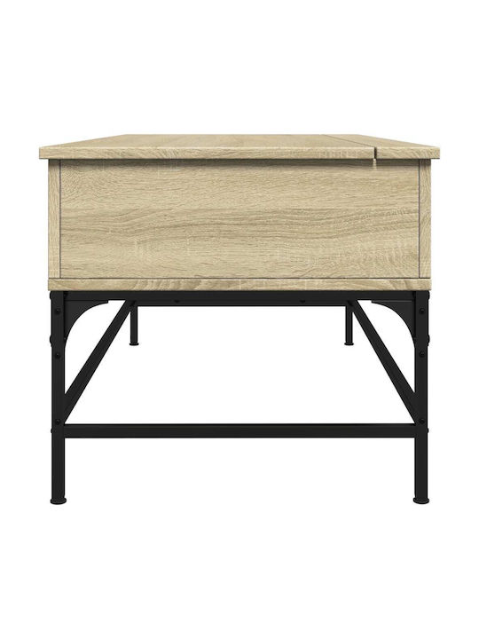Rectangular Central Wooden Coffee Table with Lifting Mechanism Brown W100xD50xH45cm