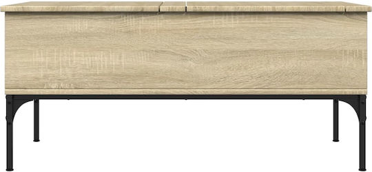 Rectangular Central Wooden Coffee Table with Lifting Mechanism Brown W100xD50xH45cm