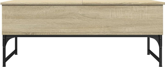 Rectangular Central Wooden Coffee Table with Lifting Mechanism Brown W100xD50xH40cm