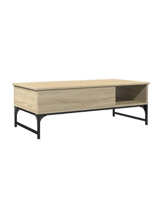 Rectangular Central Wooden Coffee Table with Lifting Mechanism Oak M100xW50xH35cm