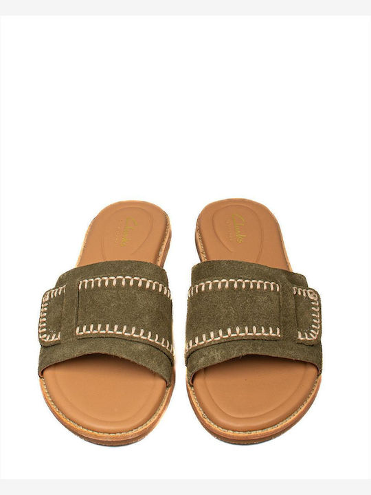Maritime Leather Women's Flat Sandals in Khaki Color