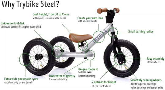 Trybike Τρίκυκλο Ποδήλατο Μετατρεπόμενο για 3+ Ετών Κόκκινο