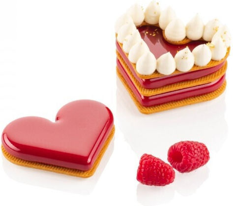Silikomart Level Hearts 35 Formă de Patiserie pentru Chec Inima din Silicon 8x6.6x1.2buc 1buc