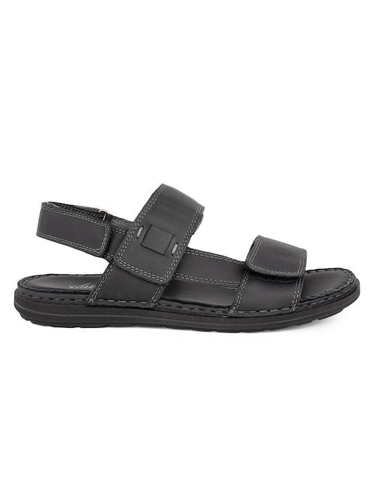 Men's Leather Sandals 43770 Black Color