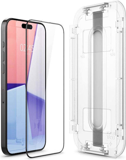 Spigen Glas.tr "ez Fit" Fc Tempered Glass Screen Protector For Iphone 15 Pro, Black Frame