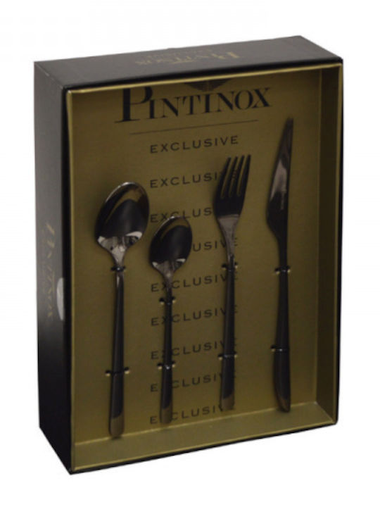 Pintinox Σετ Μαχαιροπίρουνα Ανοξείδωτα Μαύρα 24τμχ