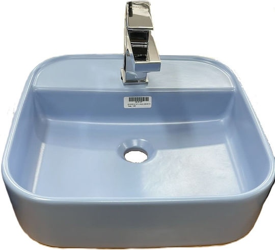 Gural Nova Επικαθήμενος Νιπτήρας Πορσελάνης 42x42cm Blue Matt