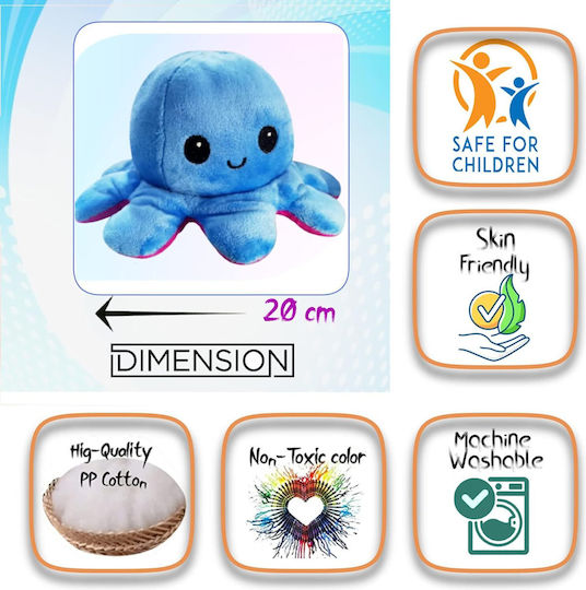 Plüsch Umkehrbarer Oktopus Emotionen Oktopus 20 cm