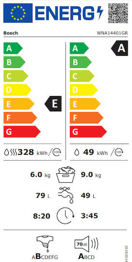 Bosch Πλυντήριο-Στεγνωτήριο Ρούχων 9kg/6kg Ατμού 1400 Στροφές