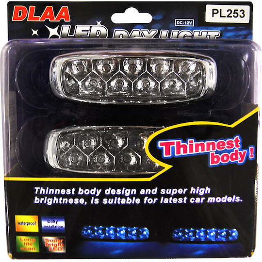DLAA Ορθογώνιος Προβολέας Αυτοκινήτου LED 12V 12cm με Μπλε Φωτισμό 1τμχ