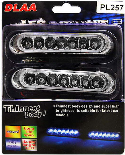 DLAA Ορθογώνιος Προβολέας Αυτοκινήτου LED 12V 10.5cm με Μπλε Φωτισμό 1τμχ