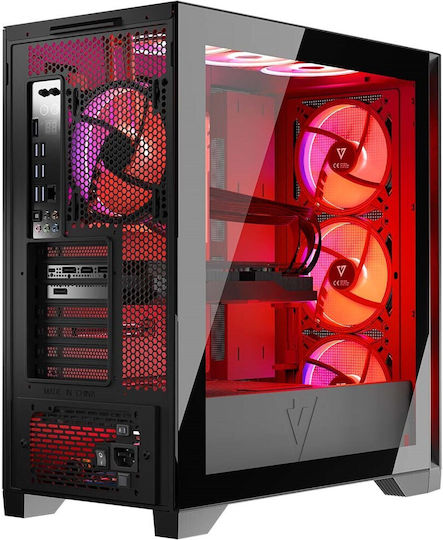 Modecom Volcano Expanse S Apex ARGB Геймърско Midi Tower Компютърна Кутия със Страничен Прозорец Черна