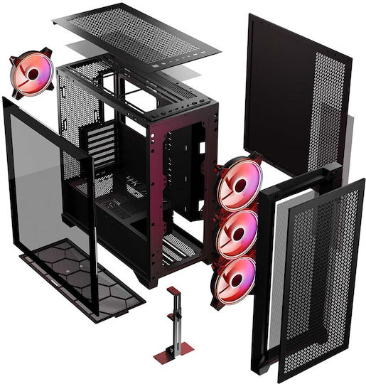 Modecom Volcano Expanse T Apex ARGB Gaming Midi Tower Κουτί Υπολογιστή με Πλαϊνό Παράθυρο Μαύρο