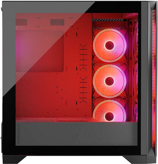 Modecom Volcano Expanse T Apex ARGB Gaming Midi Tower Κουτί Υπολογιστή με Πλαϊνό Παράθυρο Μαύρο