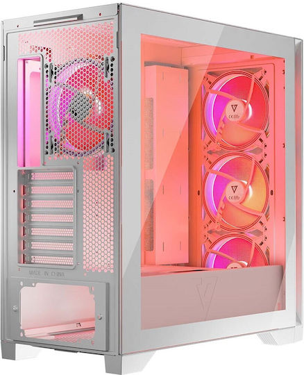 Modecom Volcano Expanse S Apex ARGB Gaming Midi Tower Κουτί Υπολογιστή με Πλαϊνό Παράθυρο Λευκό