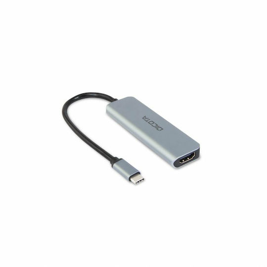 Dicota USB-C Docking Station με HDMI 4K PD Ασημί (D32060)