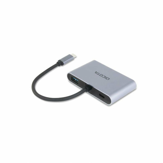 Dicota USB-C Docking Station με HDMI/DisplayPort 4K PD Ασημί (D32064)