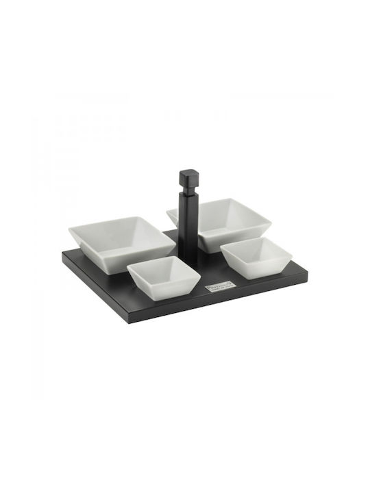 Pintinox Platou pentru aperitive cu Suport din Porțelan Albă Ø24cm L16.5xl24cm 1buc