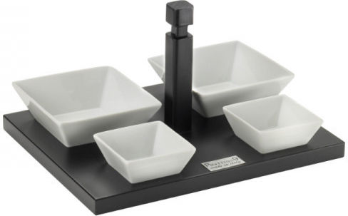 Pintinox Platou pentru aperitive cu Suport din Porțelan Albă Ø24cm L16.5xl24cm 1buc