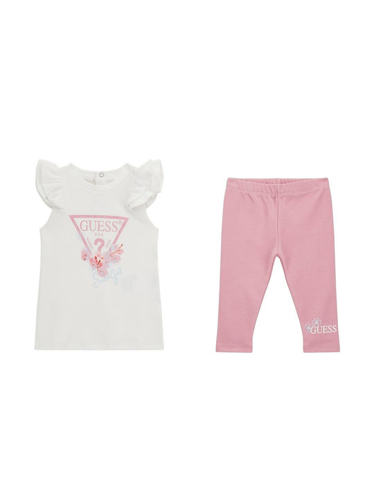 Guess Kinder Set mit Leggings Sommer 2Stück Weiß