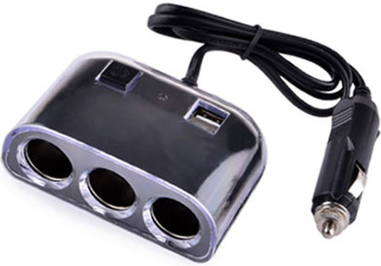 Car Charger with Ports 3xLighter White Color