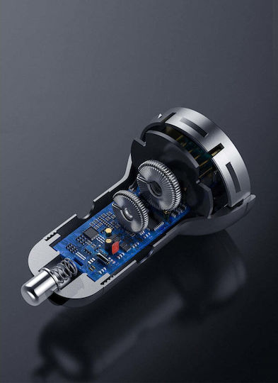 Baseus Φορτιστής Αυτοκινήτου 24W 4.8A με Θύρες: 2xUSB μαζί με Καλώδιο Type-C / Lightning / Micro-USB Μαύρος